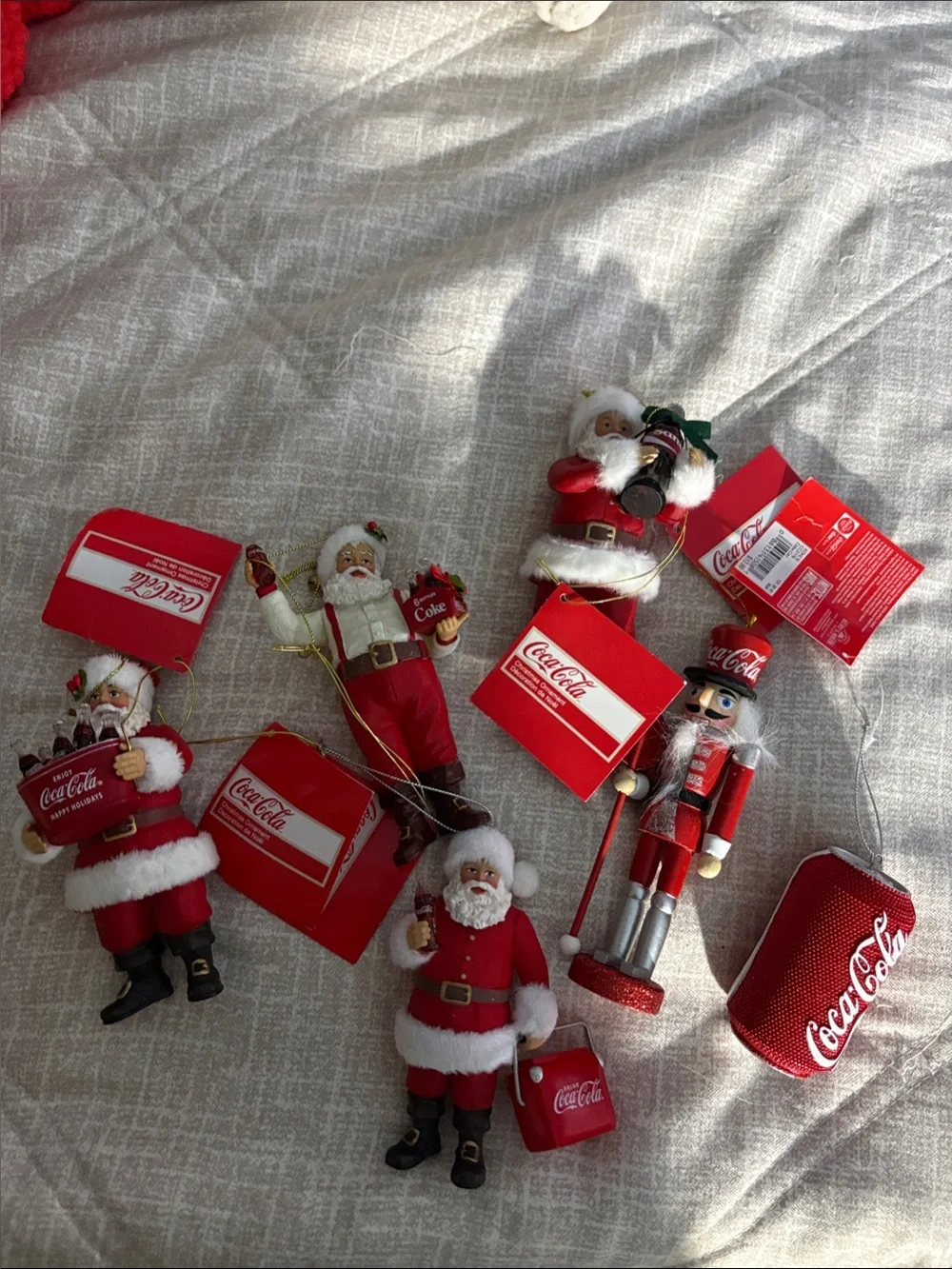 Lot of Coca-Cola, Santa Claus Christmas ornaments please look!